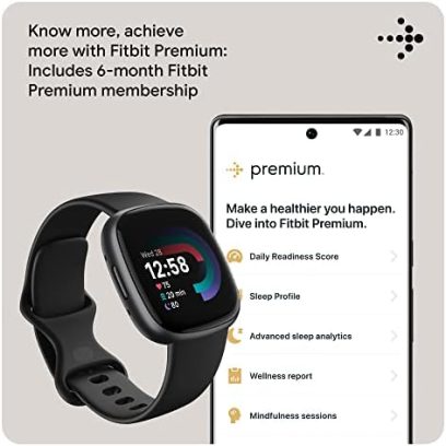 Fitbit Versa 4 Fitness Smartwatch with Daily Readiness, GPS, 24/7 Heart Rate, 40+ Exercise Modes, Sleep Tracking and more, Black/Graphite, One Size (S & L Bands Included) - Image 5