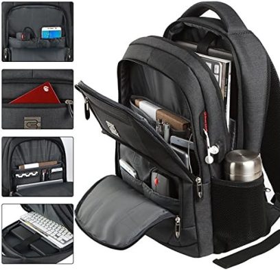 Laptop Backpack,Business Travel Anti Theft Slim Durable Laptops Backpack with USB Charging Port,Water Resistant College Computer Bag for Women & Men Fits 15.6 Inch Laptop and Notebook - Black - Image 2