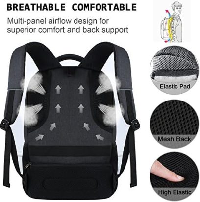 Laptop Backpack,Business Travel Anti Theft Slim Durable Laptops Backpack with USB Charging Port,Water Resistant College Computer Bag for Women & Men Fits 15.6 Inch Laptop and Notebook - Black - Image 5