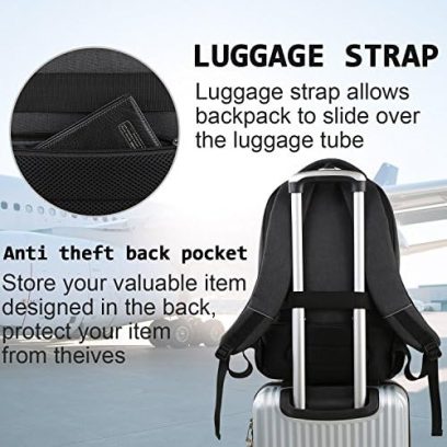 Laptop Backpack,Business Travel Anti Theft Slim Durable Laptops Backpack with USB Charging Port,Water Resistant College Computer Bag for Women & Men Fits 15.6 Inch Laptop and Notebook - Black - Image 6